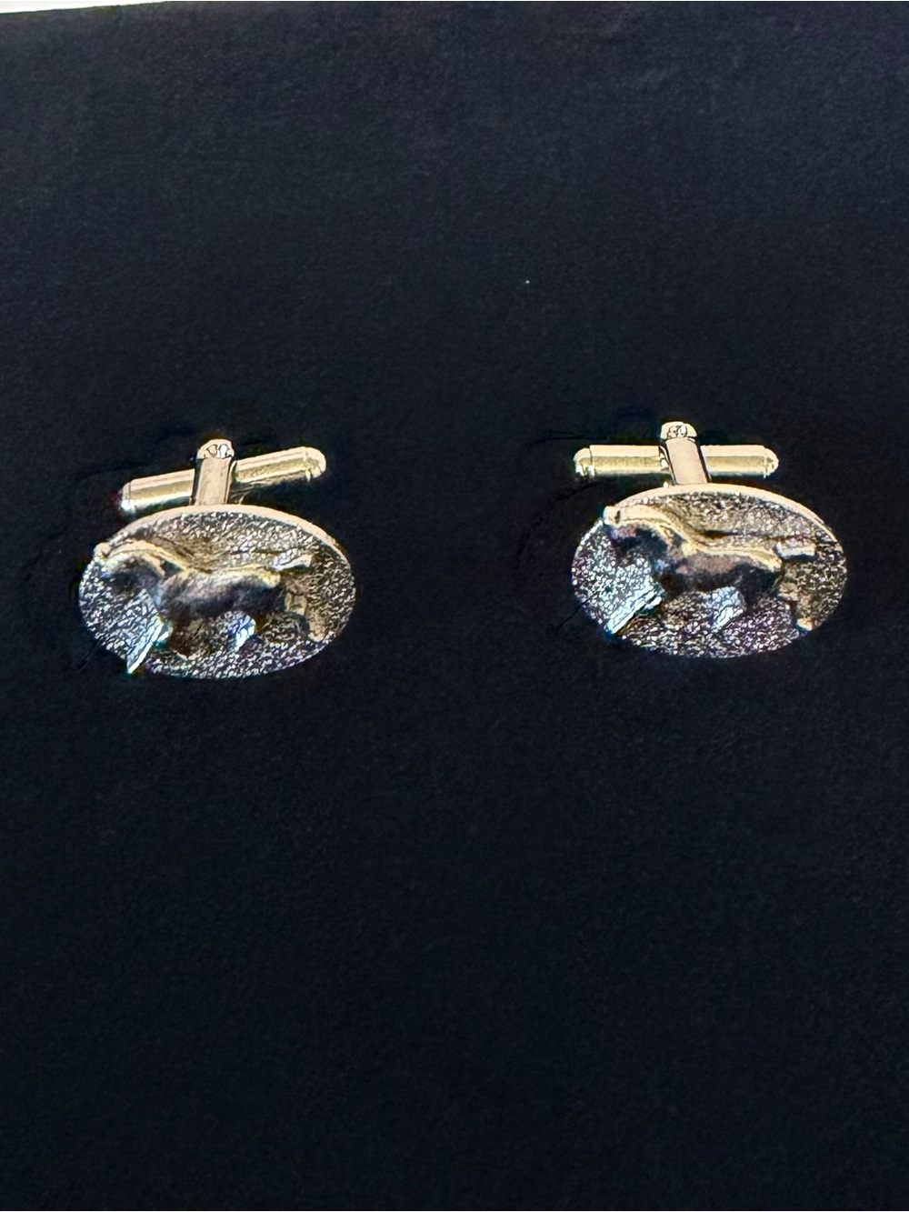 Equestrian Silver Plated Oval Cufflinks